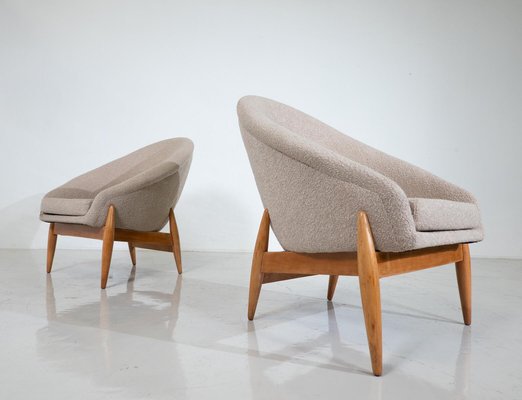 Mid-Century Modern Beige Fabric Armchairs by Julia Gaubek, Hungary, 1950s, Set of 2-FGA-1741960