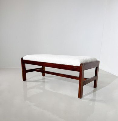 Mid-Century Modern Bench in Wood and White Boucle, Italy, 1960s-FGA-1750847