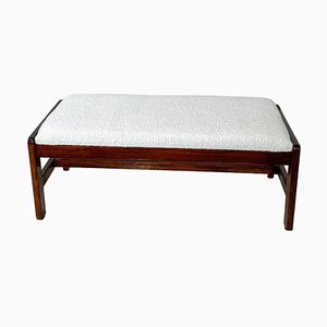 Mid-Century Modern Bench in Wood and White Boucle, Italy, 1960s-FGA-1750847