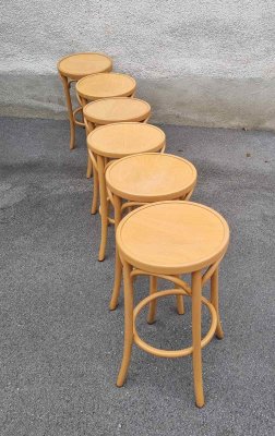 Mid-Century Modern Bentwood Bar Stools, Italy, 1980s, Set of 6-PUG-2016193