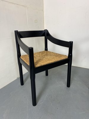 Mid-Century Modern Black Beech and Papercord Carimate Chairs by Vico Magistretti, 1960s, Set of 2-DE-2035983