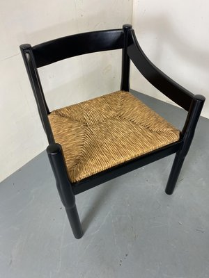 Mid-Century Modern Black Beech and Papercord Carimate Chairs by Vico Magistretti, 1960s, Set of 2-DE-2035983