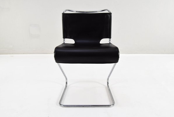 Mid-Century Modern Black Biscia Chairs attributed to Pascal Mourgue for Steiner, France, 1970s, Set of 4-IJF-1843752