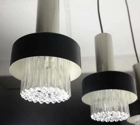 Mid-Century Modern Black Bubble Glass Chrome Metal Pendant Lamp, 1960s-FH-1225756