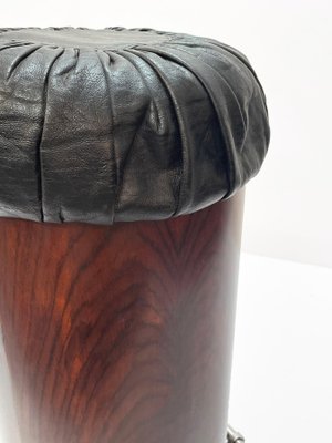 Mid-Century Modern Black Leather, Wood & Chromed Metal Bar Stool, 1930s-JDR-1125400