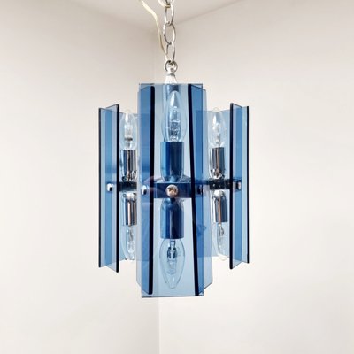 Mid-Century Modern Blue Glass Ceiling Lamp from Fontana Arte, Italy, 1960s-PUG-996938