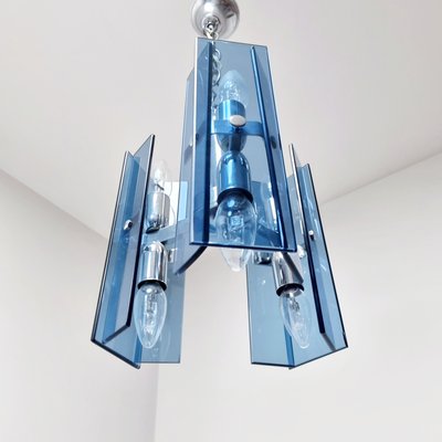 Mid-Century Modern Blue Glass Ceiling Lamp from Fontana Arte, Italy, 1960s-PUG-996938