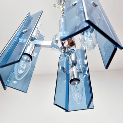 Mid-Century Modern Blue Glass Ceiling Lamp from Fontana Arte, Italy, 1960s-PUG-996938