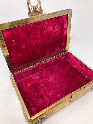 Mid-Century Modern Brass and Exotic Wood Playing Card Box-FGA-1741972