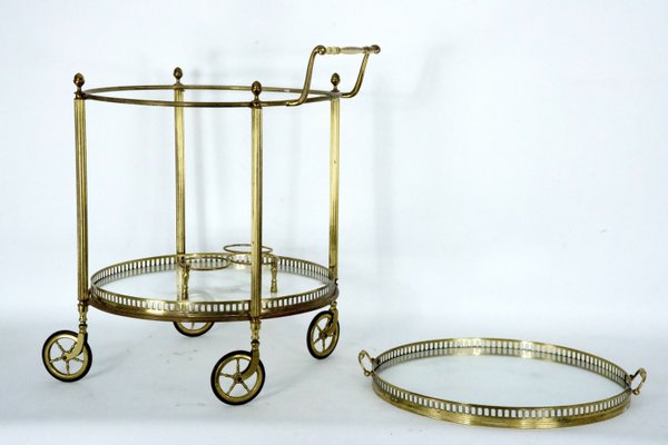 Mid-Century Modern Brass and Glass Bar Cart by Cesare Lacca, Italy, 1950s-OT-2027823