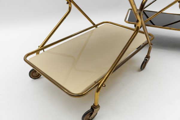 Mid-Century Modern Brass and Glass Serving Carts, 1950s, Set of 2-KQB-1783672