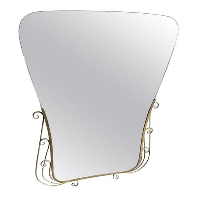 Mid-Century Modern Brass and Glass Wall Mirror, 1950s-NMK-2036006