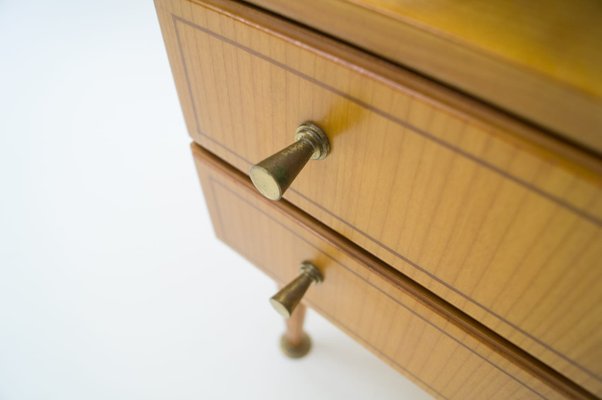 Mid-Century Modern Brass and Wood Nightstands, 1950s, Set of 2-KQB-925195