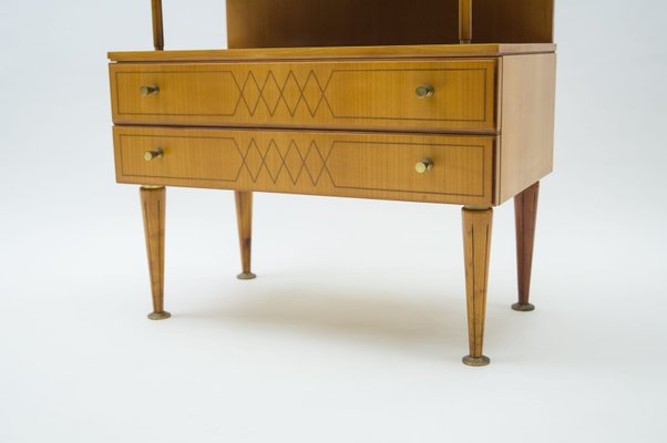 Mid-Century Modern Brass and Wood Nightstands, 1950s, Set of 2-KQB-925195