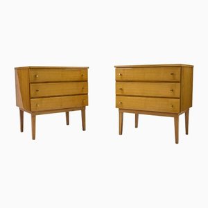 Mid-Century Modern Brass and Wood Nightstands, 1950s, Set of 2-KQB-1161241