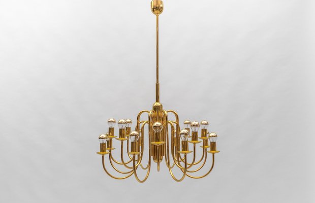 Mid-Century Modern Brass Chandelier Lamp, Italy, 1970s-KQB-1811026