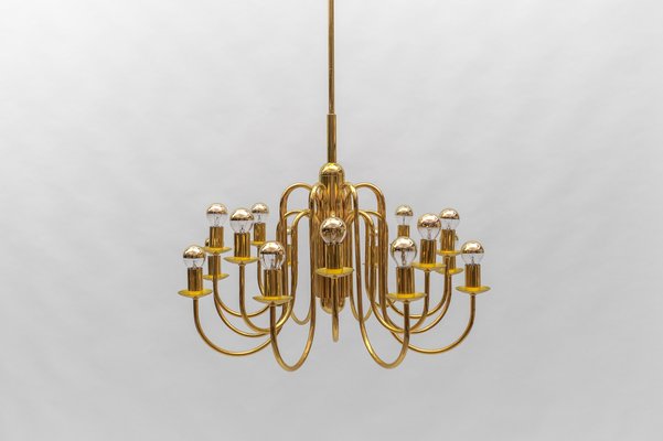 Mid-Century Modern Brass Chandelier Lamp, Italy, 1970s-KQB-1811026