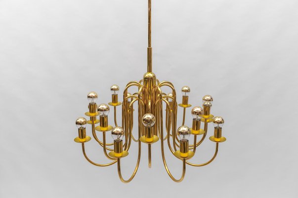 Mid-Century Modern Brass Chandelier Lamp, Italy, 1970s-KQB-1811026