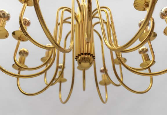 Mid-Century Modern Brass Chandelier Lamp, Italy, 1970s-KQB-1811026