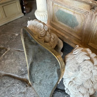 Mid-Century Modern Brass Italian Wall Mirror attributed to Gio Pointi, 1950s-NMK-2016522