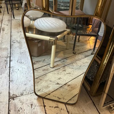 Mid-Century Modern Brass Italian Wall Mirror attributed to Gio Pointi, 1950s-NMK-2016522