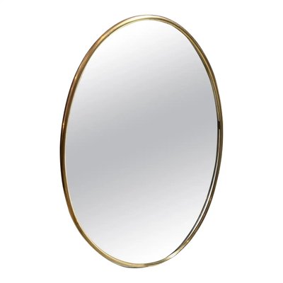 Mid-Century Modern Brass Oval Wall Mirror, 1960s-NMK-2036007