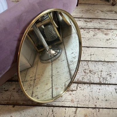 Mid-Century Modern Brass Oval Wall Mirror, 1960s-NMK-2036007