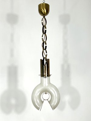 Mid-Century Modern Brass & Pulegoso Chandelier by Carlo Nason for Mazzega-OT-1209494