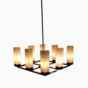 Mid-Century Modern Brass, Teak and Glass Ceiling Lamp from Kaiser Idell / Kaiser Leuchten-IEI-788382