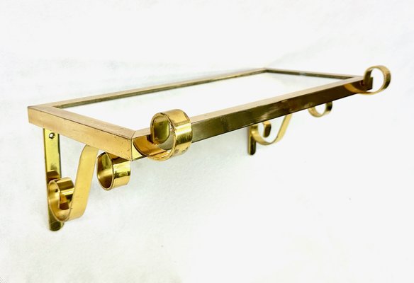 Mid-Century Modern Brass Wall Shelf with Mirror Top, 1970s-ZCY-1763610