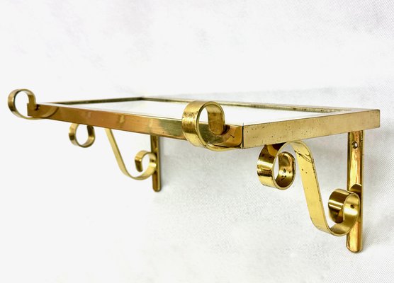 Mid-Century Modern Brass Wall Shelf with Mirror Top, 1970s-ZCY-1763610