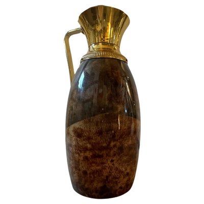 Mid-Century Modern Brown Goatskin and Brass Carafe by Aldo Tura, 1950s-NMK-1790225