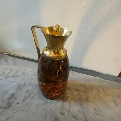 Mid-Century Modern Brown Goatskin and Brass Carafe by Aldo Tura, 1950s-NMK-1790225