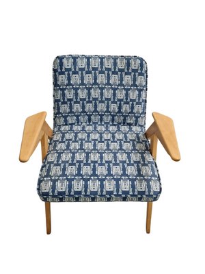 Mid-Century Modern Bunny Armchairs with Footstool attributed to Józef Chierowski, Polish, 1970s, Set of 3-SAK-1785206