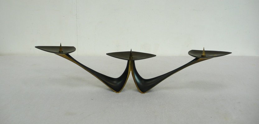 Mid-Century Modern Candlestand 3 Lights in Iron and Brass from Walter Bosse, 1950s-HIZ-1703563