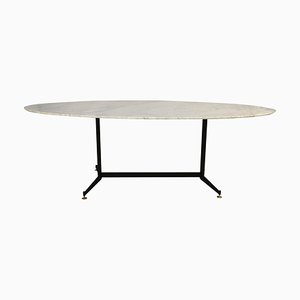 Mid-Century Modern Carrara Marble Dining Table with Metallic Foot, Italy, 1950s-UZ-1778269