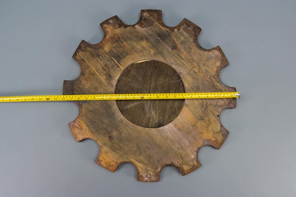 Mid-Century Modern Carved Pine Sunburst Shaped Wall Mirror, 1970s-KEG-1798559