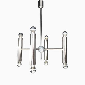 Mid-Century Modern Chandelier in Polished Steel with Eight Lights, Germany, 1960s-TRW-1797136