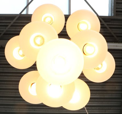 Mid-Century Modern Chandelier with 10 Milk Glass Shades, 1960s-MY-1413903