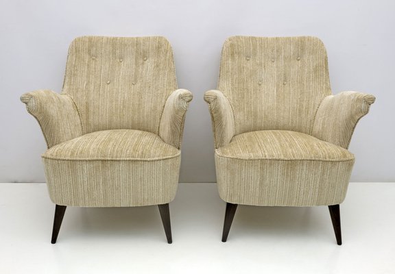 Mid-Century Modern Chenille Velvet Armchairs by Nino Zoncada for Cassina, 1950s, Set of 2-FER-1703137