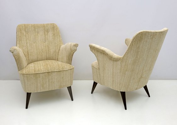 Mid-Century Modern Chenille Velvet Armchairs by Nino Zoncada for Cassina, 1950s, Set of 2-FER-1703137