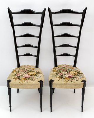 Mid-Century Modern Chiavari Style Chairs with High Back by Gio Ponti, Italy, 1950s, Set of 2-FER-1072581