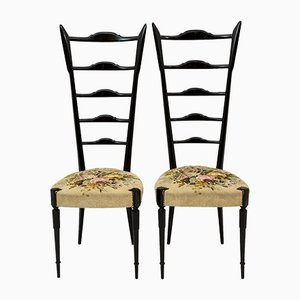 Mid-Century Modern Chiavari Style Chairs with High Back by Gio Ponti, Italy, 1950s, Set of 2-FER-1072581