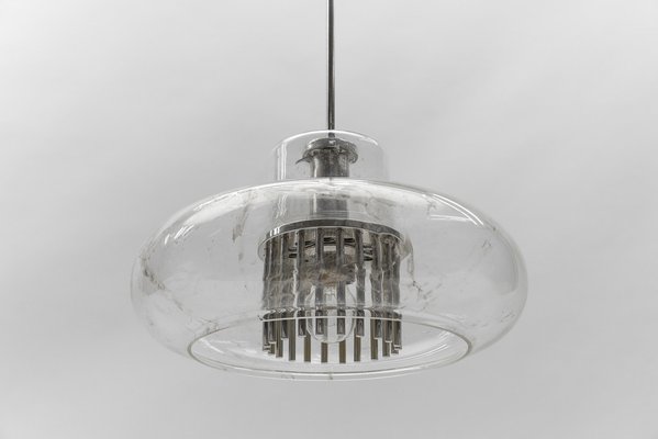 Mid-Century Modern Chrome and Glass Pendant Lamp from Doria Leuchten, 1960s-KQB-1732096