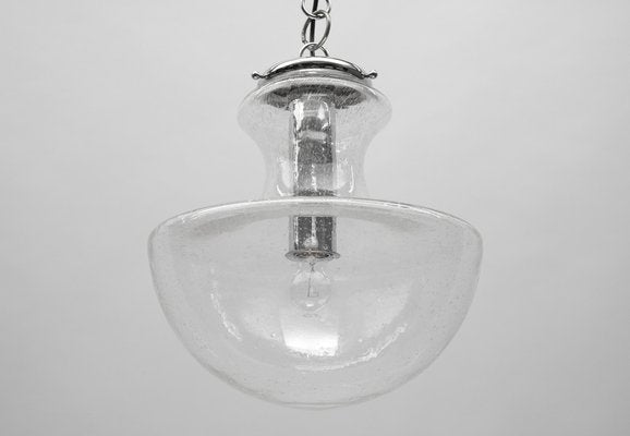 Mid-Century Modern Chrome & Bubble Glass Pendant Lamp, Germany, 1960s-KQB-1720701