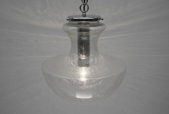 Mid-Century Modern Chrome & Bubble Glass Pendant Lamp, Germany, 1960s-KQB-1720701