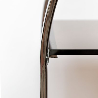 Mid-Century Modern Chrome Shelf with Smoked Glass Shelves in the Style of Milo Baughman, 1970s-QQA-885558