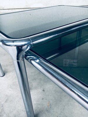 Mid-Century Modern Chrome & Smoked Glass Nesting Tables attributed to Etienne Fermigier, France, 1970s, Set of 2-RQV-1772774