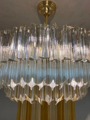 Mid-Century Modern Clear and Brown Murano Glass Triedri Chandelier from Venini, 1970s-NMK-1788044