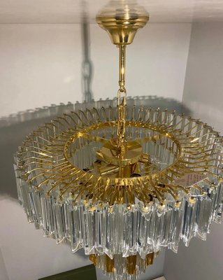 Mid-Century Modern Clear and Brown Murano Glass Triedri Chandelier from Venini, 1970s-NMK-1788044